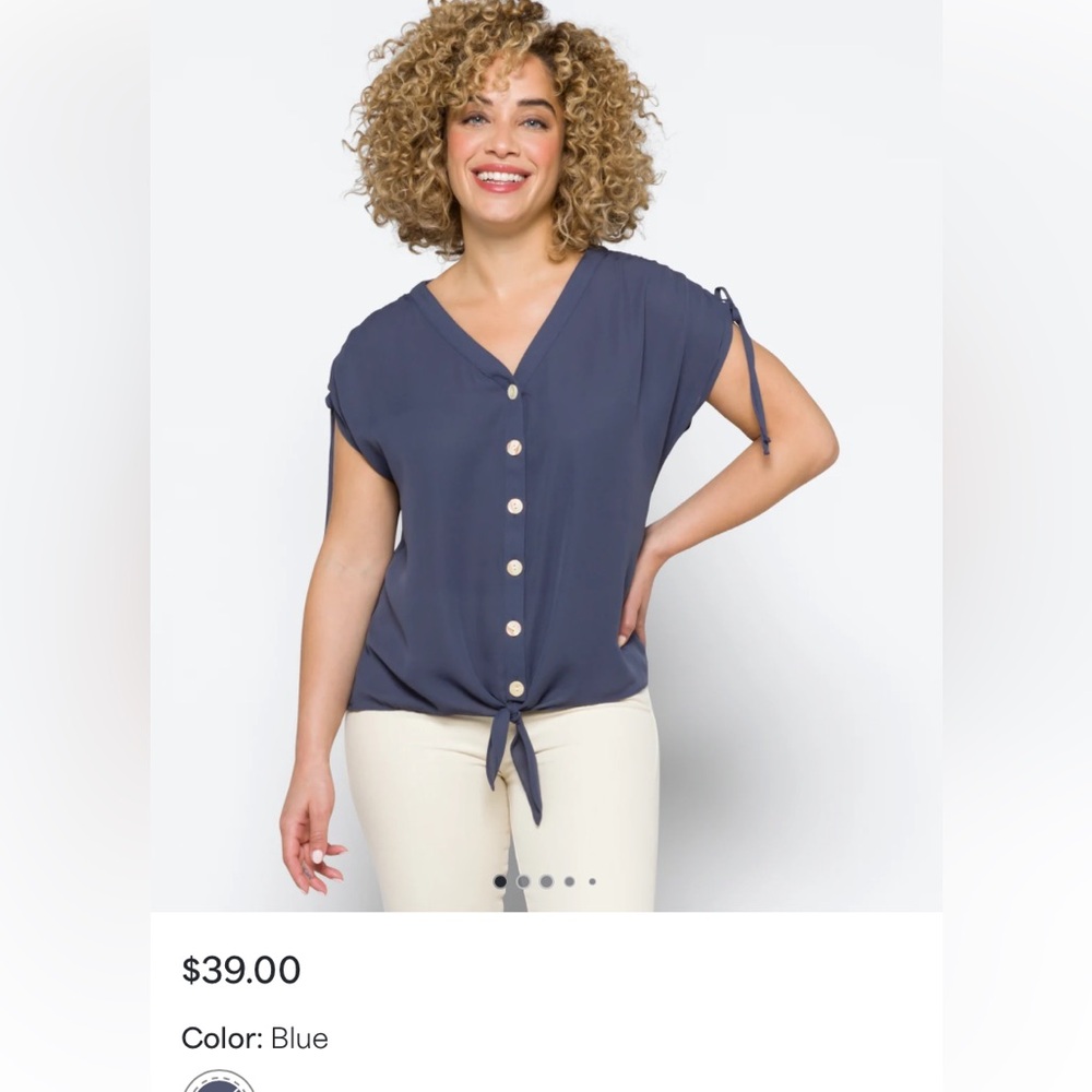 Fortune & Ivy Uma Tie Front blouse. NWT. Retail 39
